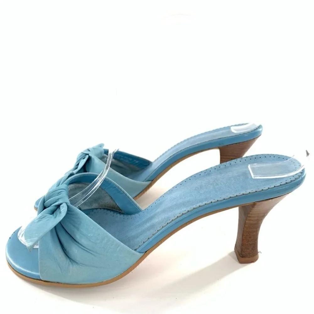 Franco sarto womens heels size 7 blue leather vintage y2k 90s bow